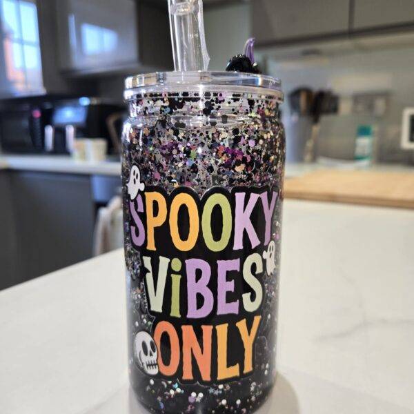 Spooky Vibes Only Glitter Tumbler (500ML) – Personalized